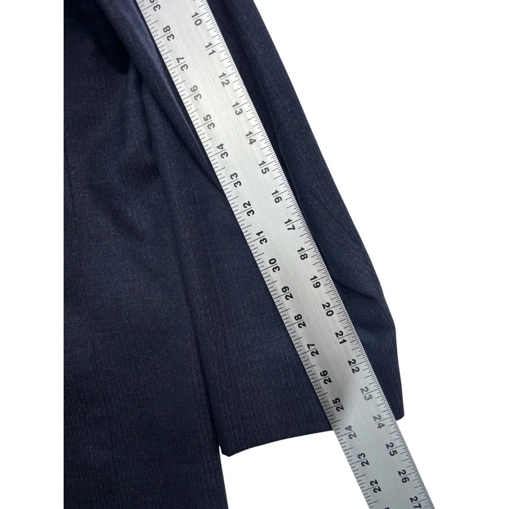 vtg 80s Bespoke 44S 38x29 Navy Blue Double Breasted 2pc Pant Suit Wool Pleated